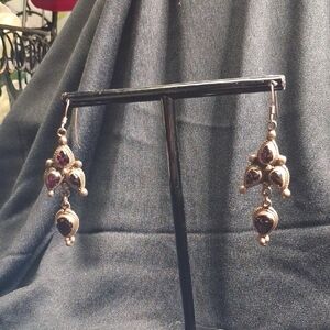 Elegant Sterling Silver and Purple/Red Drop Earrings